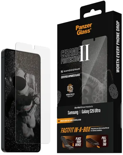 PanzerGlass sticlă protector – Ceramic cu FASTFIT IN-A-BOX, Galaxy S26 Ultra