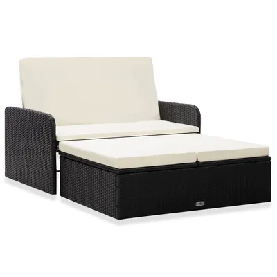 Gossi set mobilier de gradina cu perne, 2 piese, negru, poliratan
