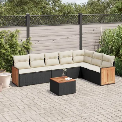 Gossi set mobilier de gradina cu perne, 8 piese, negru, poliratan