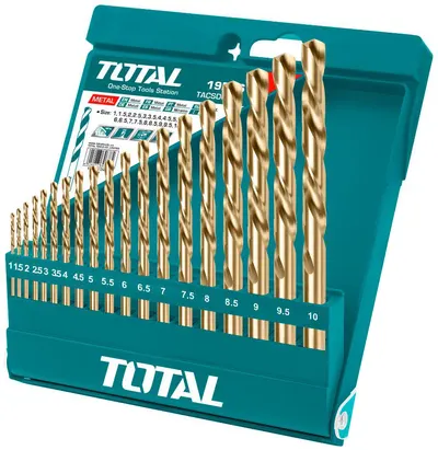 Set burghie TOTAL - 19 piese, Ø 1 - Ø 10 mm