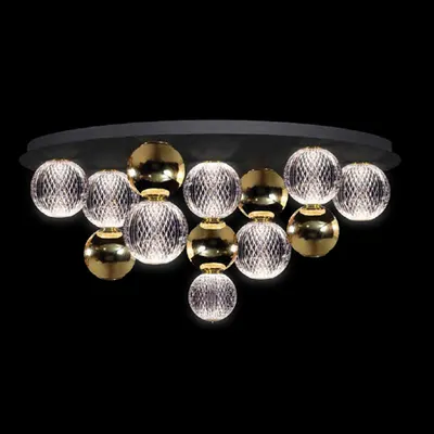 Diamond Led Ceiling Lamp 32w 3000k, Negru+gold