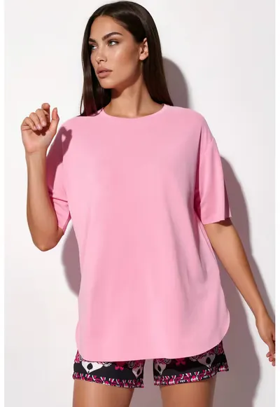Tricou croiala lejera - roz pudra - amestec modal-poliester