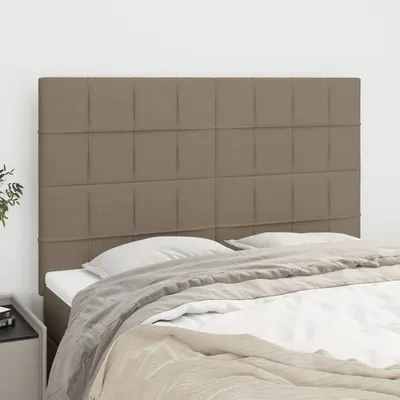 vidaXL Tăblie de pat gri taupe 144x5x118/128 cm, material textil