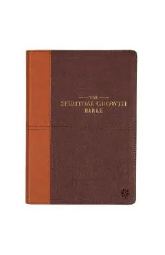 The Spiritual Growth Bible, Study Bible, NLT - New Living Translation Holy Bible, Faux Leather, Chocolate Brown/Ginger