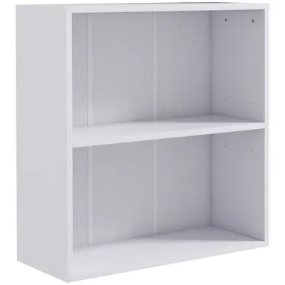 HOMCOM Bibliotecă raft de depozitare cu 2 compartimente și raft reglabil, 60 x 24 x 63 cm, alb | Aosom Romania