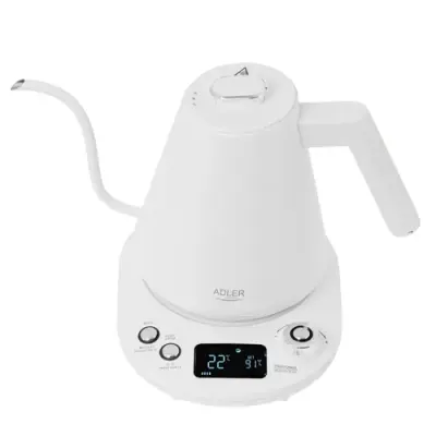 Cana electrica Adler AD1349, 1100W, 1L, 40-100 C, Mentinere caldura, Afisaj LED (Alb)