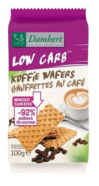Vafe cu cafea cremoasă, conținut scăzut de carbohidrați, 100 g, Damhert