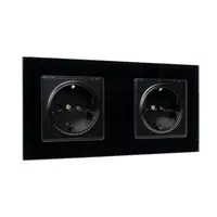 German Double Socket 16a Glass Frame Negru+c. Box