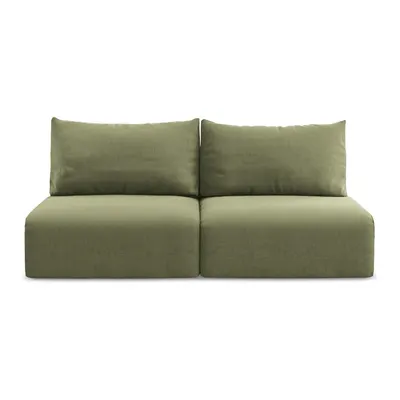 Canapea verde extensibilă/cu spațiu de depozitare cu tapițerie din catifea 216 cm Kalena – Makamii