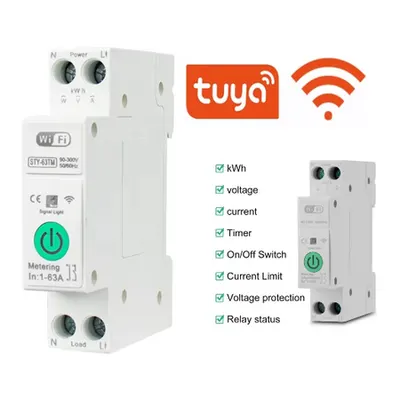 Releu de protectie si monitorizare tensiune WiFi Smart Meter 63A, sina DIN, compatibil Smart Life