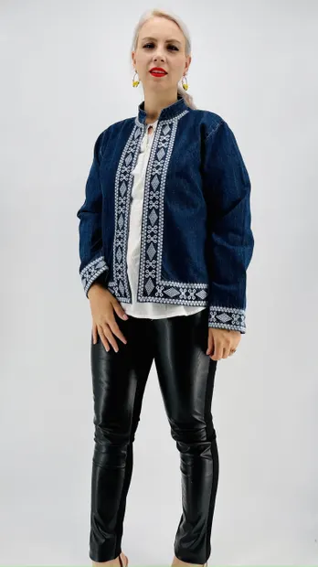 Sacou denim brodat Ceci 2