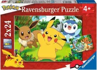 Puzzle pentru copii Ravensburger din 2 x 24 piese - Pikachu și prietenii