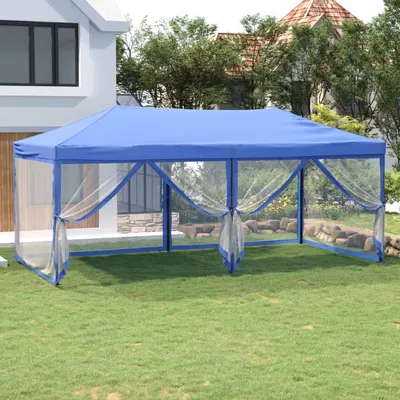 vidaXL Cort pliabil pentru petreceri cu pereți laterali albastru 3x6 m