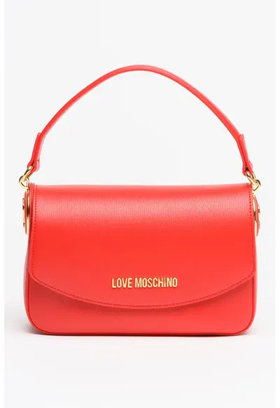 Geanta crossbody din piele ecologica cu bareta detasabila - Rosu vermillion