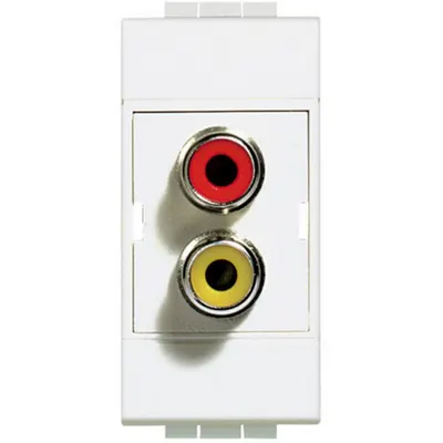 Conector dublu de tip RCA LiVing Light - Alb - 1 modul