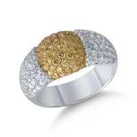Inel din aur alb-galben cu diamante fancy-galbene de 1.01ct si diamante de 1.19ct