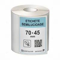 Rola etichete autoadezive semilucioase 70x45 mm, adeziv permanent, 4000 etichete rola