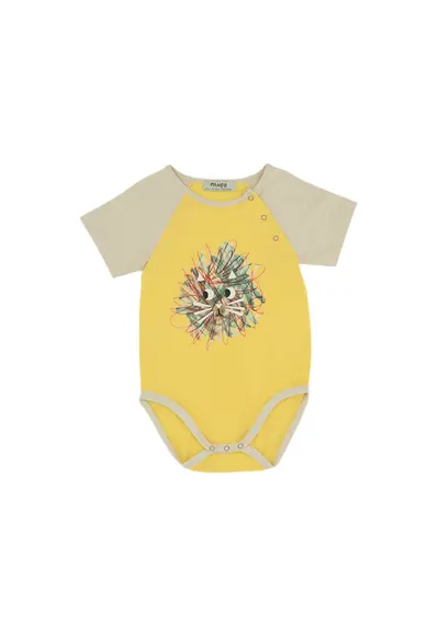 Body cu maneca scurta si imprimeu - Hope - Galben - pentru baietei - Galben