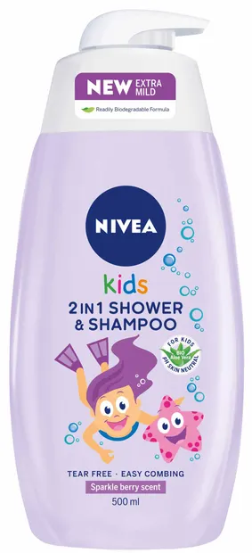 Nivea Kids Gel de duș și șampon pentru copii, 2 în 1, 500 ml