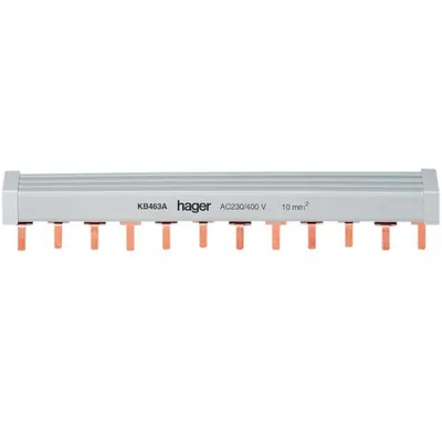 Bareta (busbar) cu pini P+N 12M 10mmp Hager KB463A, gri