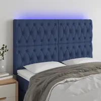 Gossi tablie de pat cu led, albastru, 144x7x118/128 cm, textil