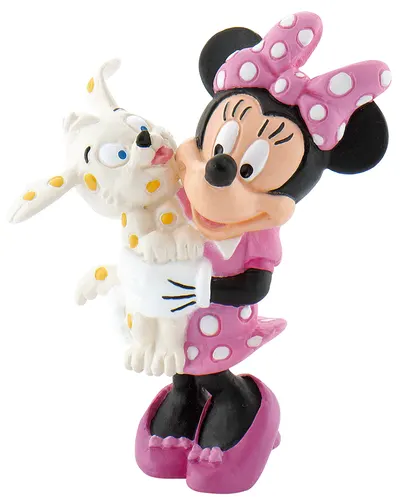 Figurină Walt Disney Minnie Mouse cu cățeluș - 7 cm