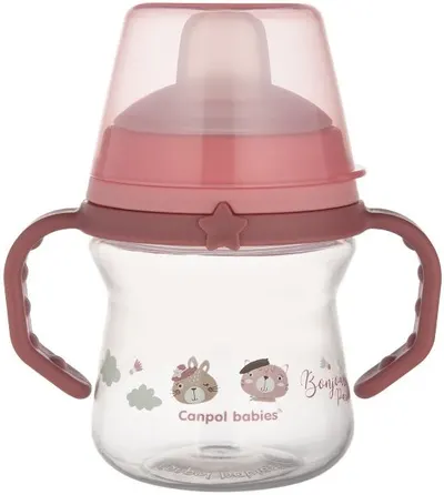 Pahar cu pai Canpol - Bonjour Paris, 150 ml, roz