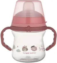 Pahar cu pai Canpol - Bonjour Paris, 150 ml, roz