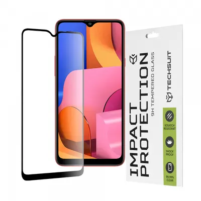Folie de protectie Ecran Techsuit pentru Samsung Galaxy A20s A207, Sticla Securizata, Full Glue, 111D, Neagra