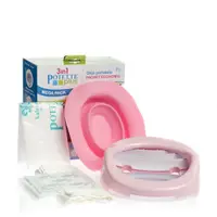 Set Roz 3 in 1 Olita portabila + Liner + 10 saci biodegradabili, Potette Plus