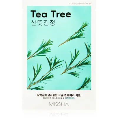 Missha Airy Fit Tea Tree masca de celule cu efect de curatare si reimprospatare pentru piele sensibilă 19 g