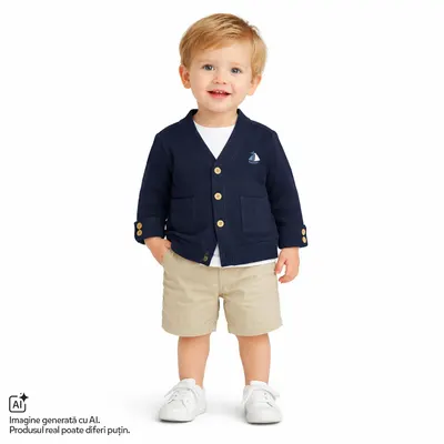 Cardigan copii Chicco tricotat, Albastru, 01883-70MFCO