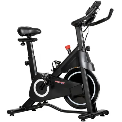 SPORTNOW Bicicletă de apartament, Bicicletă de exerciții, Rezistență magnetică reglabilă, Ecran LCD, Șa confortabilă, 108x51x116cm, Alb | Aosom Romania