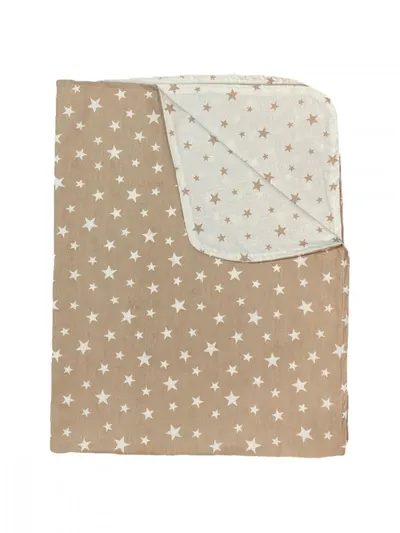 Paturica din panza de bumbac bebelusi 78x98 cm stelute bej