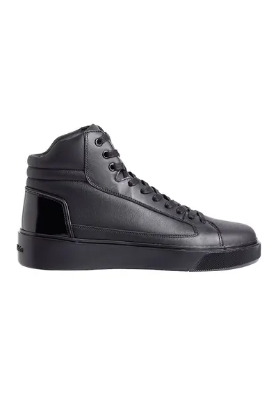 Pantofi sport mid-high uni de piele - Negru