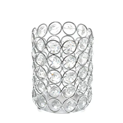 Suport decorativ din metal argintiu cu cristale