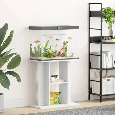 vidaXL Suport pentru acvariu, alb, 60x30x60 cm, lemn prelucrat