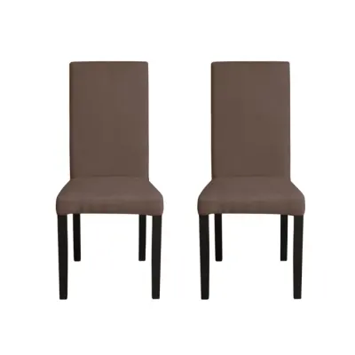 Set 2 scaune living TEO, picioare lemn wenge, stofa maro, 46x60x98 cm