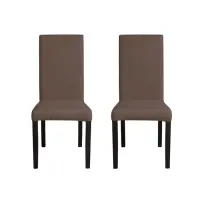 Set 2 scaune living TEO, picioare lemn wenge, stofa maro, 46x60x98 cm