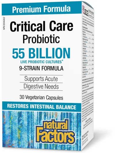 Critical Care Probiotic 55 Billion Live Probiotic Cultures, 30 capsule vege, Natural Factors