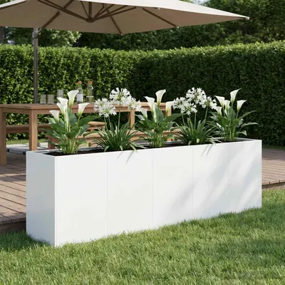 vidaXL Vază pentru Grădină Alb 200 x 40 x 60 cm Oțel laminat la rece