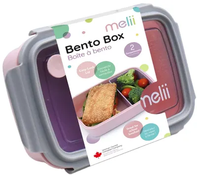Cutie cu alimente pentru copiiMelii - Cu compartimente detașabile, 880 ml, roz-gri