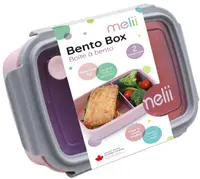 Cutie cu alimente pentru copiiMelii - Cu compartimente detașabile, 880 ml, roz-gri
