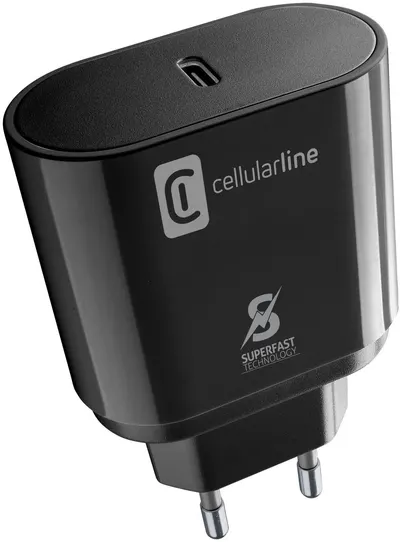 Încărcător Cellularline - Super Fast PD, USB-C, 25W, negru