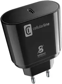 Încărcător Cellularline - Super Fast PD, USB-C, 25W, negru
