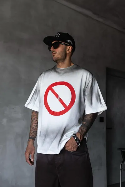 Tricou Oversize Forbidden White Tsbi14(1871) (mărime: M)