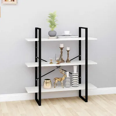 vidaXL Bibliotecă cu 3 rafturi, alb, 100x30x105 cm, lemn masiv de pin