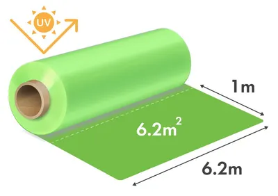 Folie LDPE pentru solarii/sere Engros - 6.2m x 150my, cu aditivi UV, 1m Liniar = 6.2mp, Verde