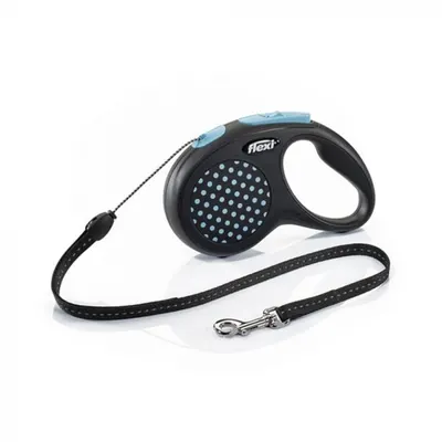 Lesa retractabila, cu fir - Flexi Fun Dots - M - Albastru