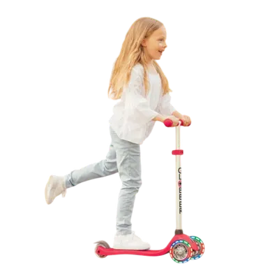 Trotineta globber primo cu lumini, pliabila , culoare roz